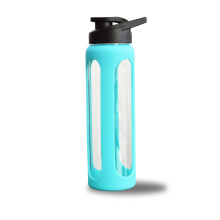 Стеклянная бутылка для воды для спортзала с силиконовым рукавом Стеклянная бутылка для воды на заказ